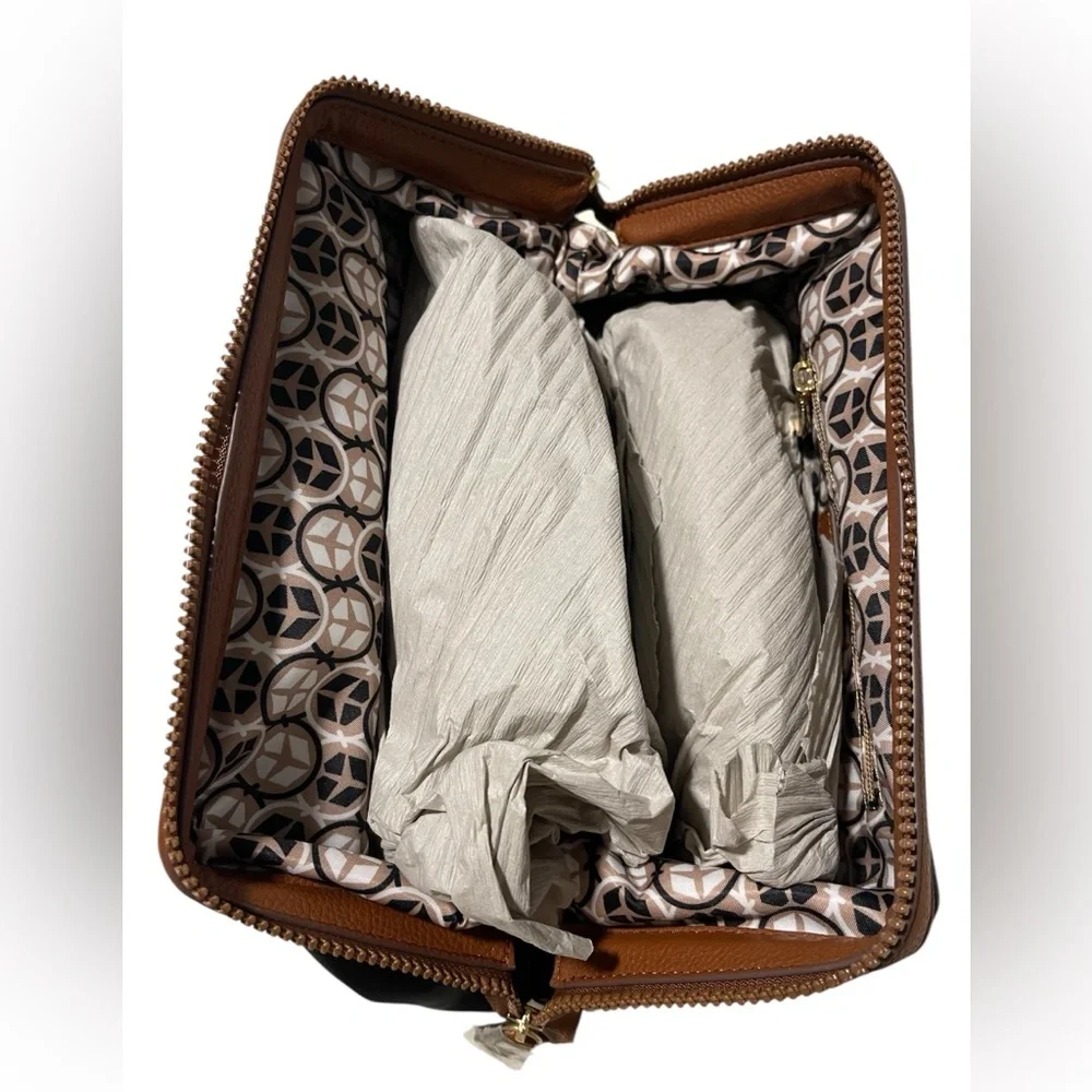 Southern Living Canvas Cosmetic Case in Brown and Tan